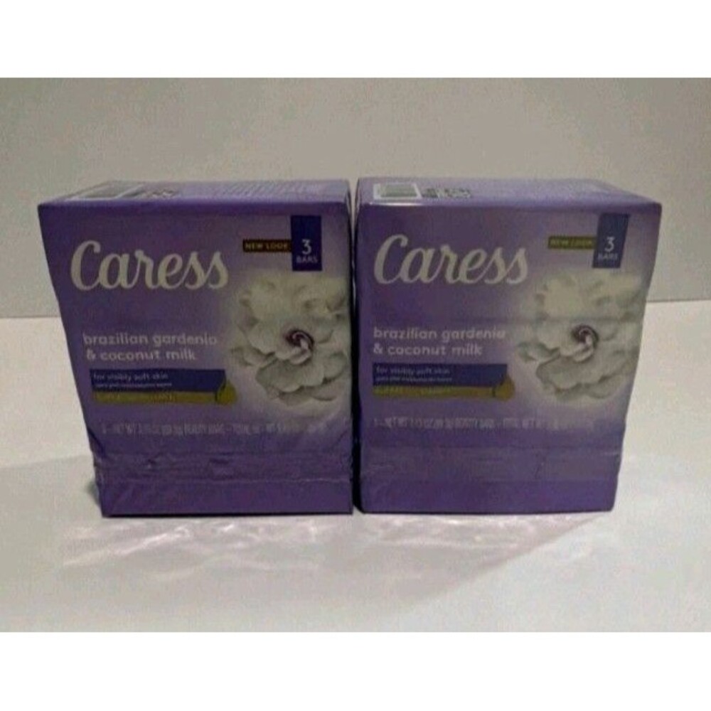 Lot of 6 Bars Caress  Brazilian Gardenia Coconut Milk Bar Soap 3.15 oz. Each